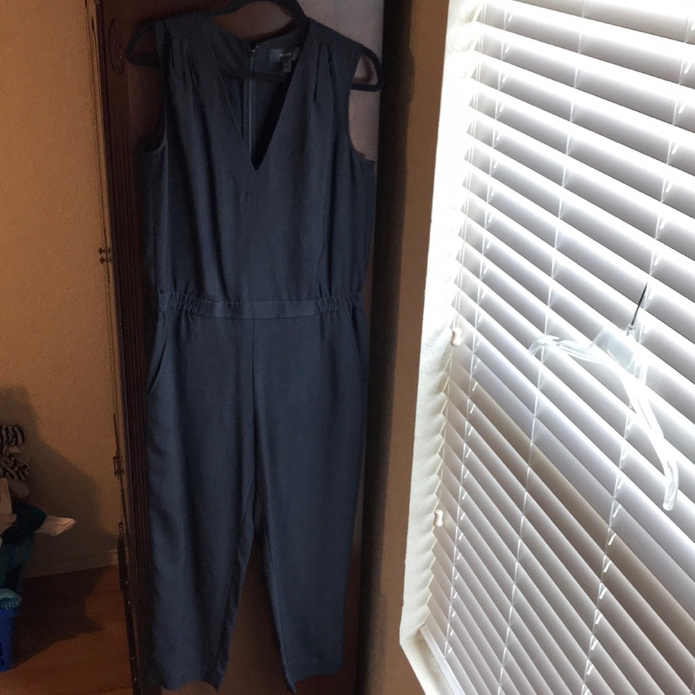 J Crew Drapey Oxford Crepe V-Neck Jumpsuit